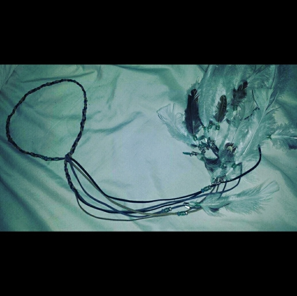 Authentic hand made braided feather headband